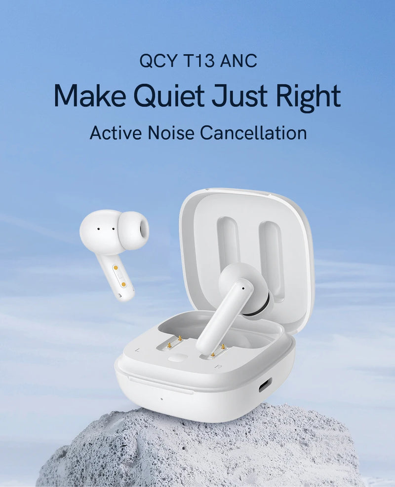 QCY T13 ANC Earphone Bluetooth 5.3 Active Noise Cancellation -28dB 
Wireless Headphone Fast Charge Earbuds 0.068' Low Latency