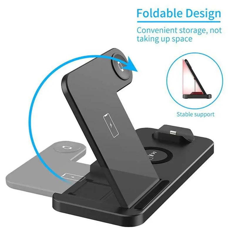 Wireless Charger Dock Charging Station 4 in 1 For Apple Watch iPhone - 14, 13, 12,  XS, Pro Max - Magsafe Magnetic Fast Charging Station.