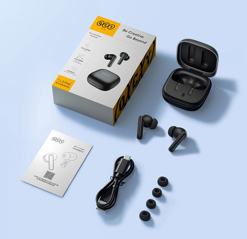 QCY T13 ANC Earphone Bluetooth 5.3 Active Noise Cancellation -28dB 
Wireless Headphone Fast Charge Earbuds 0.068' Low Latency